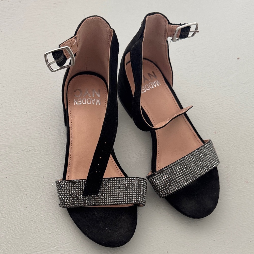 Steve Madden Black and Silver Heels